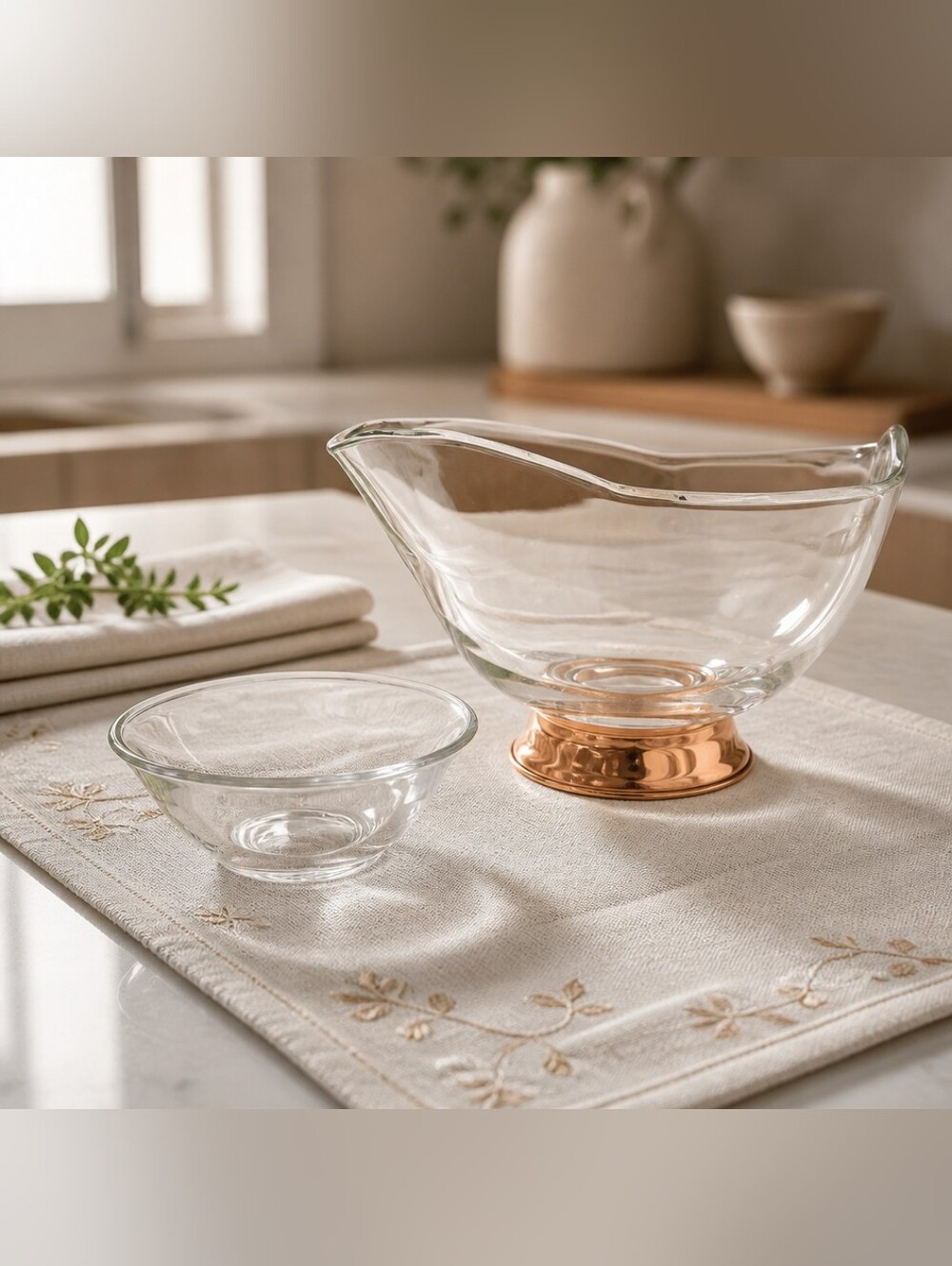 Vintage Princess House Serving Bowl With Cooper Base